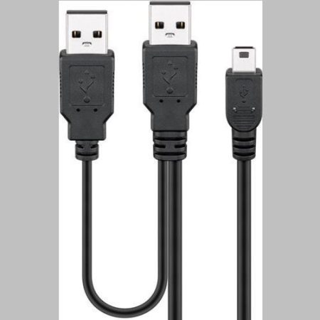 USB Y tápkábel 2 X USB AM + USB mini 5 Pin, 60 cm GOOBAY (93587)