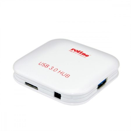 USB 3.0 HUB 4 port Notebookhoz kis méret, fehér  külső tápos ROLINE (14.02.5040)