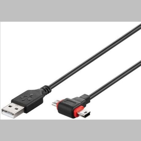 USB 2.0 2in1 kábel, USB 2.0 - MicroB/Mini 5 pin fekete 1m GOOBAY (96290)