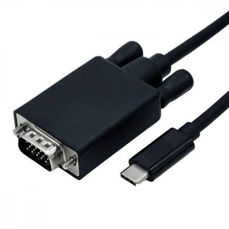 USB 3.1 adapter C/M - VGA M kábel 2m 1920x1200@60Hz, fekete ROLINE (11.04.5821)