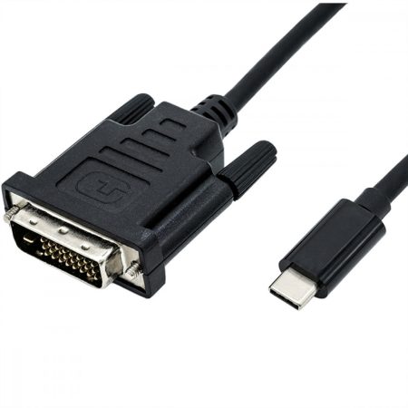 USB 3.1 adapter C/M - DVI M kábel 1m 4K2K@60Hz, fekete ROLINE (11.04.5830)