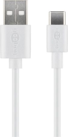 USB 3.1 kábel C/M - A/M 2.0 adat és töltő kábel max 3A ,1m, fehér GOOBAY (45563)