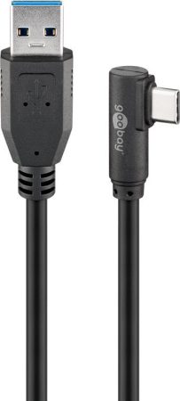 USB 3.1 kábel C/M - A/M 3.0 1m, 90°, fekete, max. 15 W-ig GOOBAY (66501)