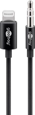 Apple Lightning 8 pin - Audio 3,5 mm jack/M kábel 1m fekete GOOBAY (66805)