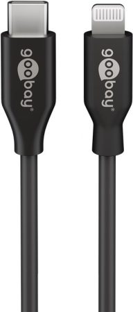 Apple Lightning 8 pin USB C 3.1 gyorstöltő kábel 1m fekete 87W GOOBAY(39445)