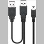   USB Y tápkábel 2 X USB AM + USB mini 5 Pin, 1m GOOBAY (93588)