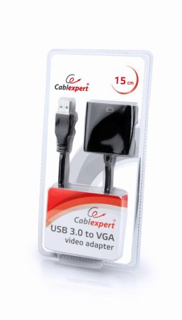 GEMBIRD USB3 to VGA video adapter, fekete, bliszter AB-U3M-VGAF-01