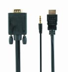   GEMBIRD HDMI to VGA és audio adapter kábel, single port, 3 m, fekete A-HDMI-VGA-03-10