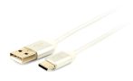   GEMBIRD Cotton braided Type-C USB kábel fém csatlakozók, 1.8 m, ezüst színű, bliszter CCB-mUSB2B-AMCM-6-S