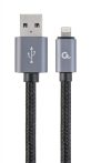   GEMBIRD CCB-mUSB2B-AMLM-6 Cotton braided 8-pin cable with metal connectors, 1.8 m, black, blister