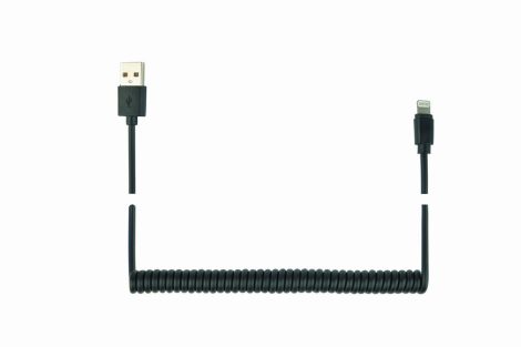 GEMBIRD USB sync és töltő spiral kábel for iPhone, 1.5 m, fekete CC-LMAM-1.5M