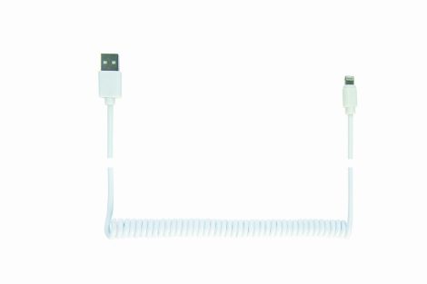 GEMBIRD USB sync és töltő spiral kábel for iPhone, 1.5 m, fehér CC-LMAM-1.5M-W