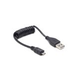   GEMBIRD Coiled Micro-USB kábel, 0.6 m, fekete CC-mUSB2C-AMBM-0.6M