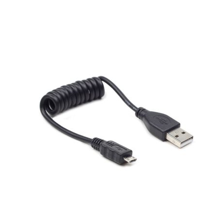 GEMBIRD Coiled Micro-USB kábel, 0.6 m, fekete CC-mUSB2C-AMBM-0.6M