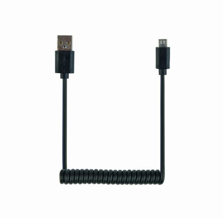 GEMBIRD Coiled Micro-USB kábel, 1.8 m, fekete CC-mUSB2C-AMBM-6