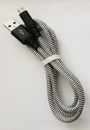 GEMBIRD Premium cotton braided Type-C USB töltő és adat kábel, 2 m, fekete/fehér CC-USB2B-AMCM-2M-BW