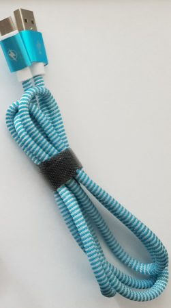 GEMBIRD Premium cotton braided Type-C USB töltő és adat kábel, 2 m, lila/fehér CC-USB2B-AMCM-2M-PW