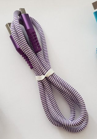 GEMBIRD Premium cotton braided Type-C USB töltő és adat kábel, 2 m, turquoise kék/fehér CC-USB2B-AMCM-2M-VW