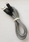   GEMBIRD Premium cotton braided 8-pin kábel töltő és adat kábel, 1 m, fekete/fehér CC-USB2B-AMLM-1M-BW