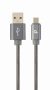   GEMBIRD CC-USB2S-AMmBM-2M-BG Premium spiral metal Micro-USB charging and data cable, 2 m, metallic-grey