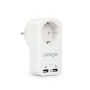   GEMBIRD EG-ACU2-01-W 2-port USB charger with pass-through AC socket, 2.1 A, white