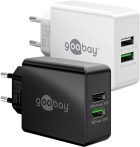   USB hálózati gyorstöltő 1x QC 3.0 + 1x USB 2.0 (28W) fehér GOOBAY (44957)