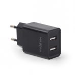 2-port universal USB charger, 2.1 A, fekete