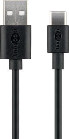 USB 3.1 kábel C/M - A/M 2.0 adat és töltő kábel, fekete, 0,1m 3A GOOBAY (38675)