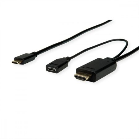 USB 3.1 adapter C/M - HDMI M+USB C/F(PD) kábel 1m 4K2K@60 Hz, ROLINE(11.04.5950)