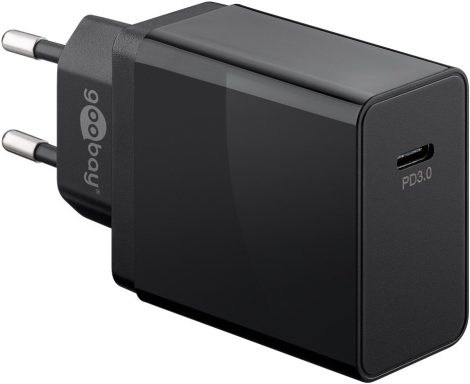 USB hálózati gyorstöltő USB-C 3.1, 25W, fekete GOOBAY (57748)