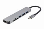   GEMBIRD USB Type-C 6-in-1 multi-port adapter (Hub + HDMI + card reader) A-CM-COMBO6-02