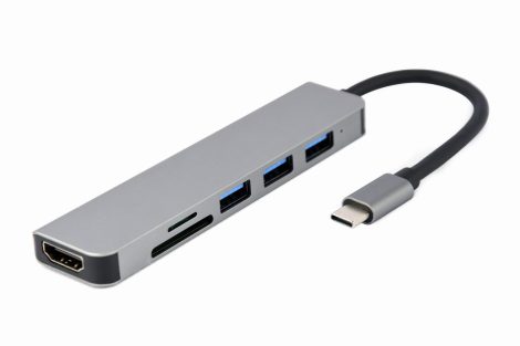 GEMBIRD USB Type-C 6-in-1 multi-port adapter (Hub + HDMI + card reader) A-CM-COMBO6-02