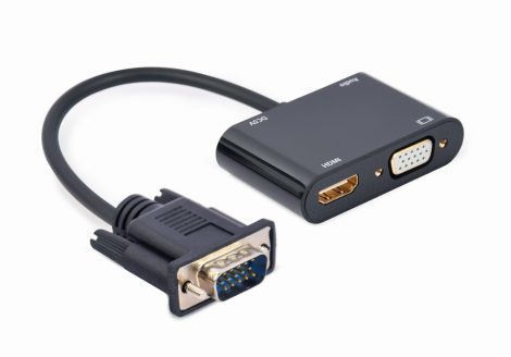 GEMBIRD VGA to HDMI + VGA adapter cable, 0.15 m, black A-VGA-HDMI-02