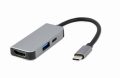   GEMBIRD USB Type-C 3-in-1 multi-port adapter (USB port + HDMI + PD), silver A-CM-COMBO3-02