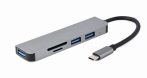   GEMBIRD 4 port USB 3.0 hub + kártyaolvasó USB C 3.1-es kábellel UHB-CM-CRU3P1U2P2-01