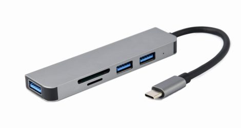 GEMBIRD 4 port USB 3.0 hub + kártyaolvasó USB C 3.1-es kábellel UHB-CM-CRU3P1U2P2-01