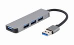   GEMBIRD 4 port USB 3.0 hub, 1xUSB 3.0, 3x USB 2.0 port, alumínium ház, 15 cm kábel UHB-U3P1U2P3-01