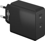   USB hálózati gyorstöltő 2XUSB-C 3.1 36W, fekete GOOBAY (61757)