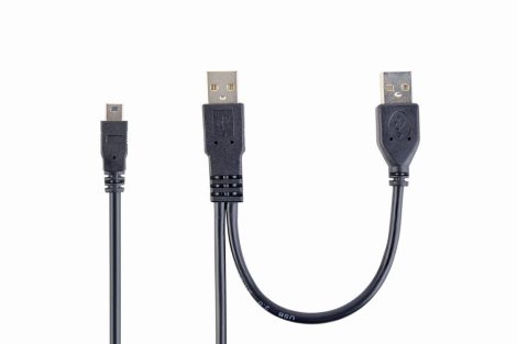 GEMBIRD USB Y tápkábel 2 X USB AM + USB mini 5 Pin, 0,9m CCP-USB22-AM5P-3