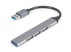   4 port USB 3.0 hub, 1xUSB 3.0, 3x USB 2.0 port, alumínium ház, 15 cm kábel