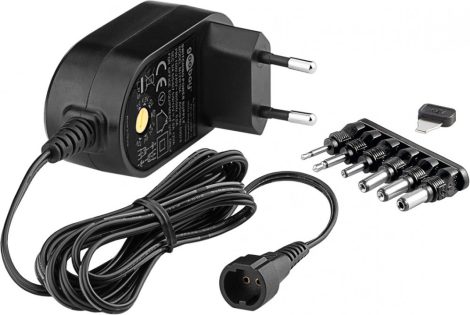 ZUniverzális hálózati DC adapt. 3V-12V,12W/1A, 6 féle cst. 64568 GOOBAY (59033)