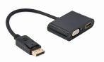   GEMBIRD DisplayPort male to HDMI female + VGA female adapter kábel, fekete A-DPM-HDMIFVGAF-01