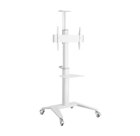 Aluminum TV floor stand with caster wheels, 37" - 70", white