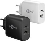   USB hálózati gyorstöltő 1xUSB-C 3.1 (65W) + 1xUSB 2.0 (12w) fekete GOOBAY(65409)