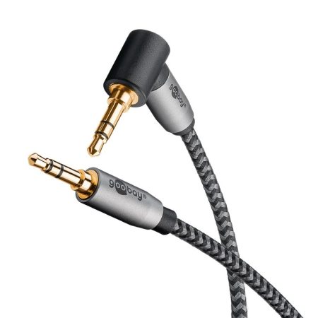 Audio kábel 2x3,5mm jack 0,5m "Sharkskin" 90° GOOBAY (65277)