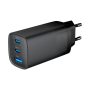 3-port 65 W GaN USB PowerDelivery fast charger, black