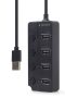 USB 2.0 4-port hub with switches, black