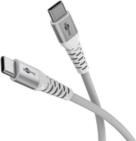 USB 3.1 kábel C/M - C/M, szuper lágy textil, 1m, 3A/60W, fehér GOOBAY (70193)