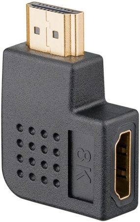 HDMI adapter HDMI 19pin M/HDMI 19pin F 90° vízszintes 8K@60Hz GOOBAY (65745)